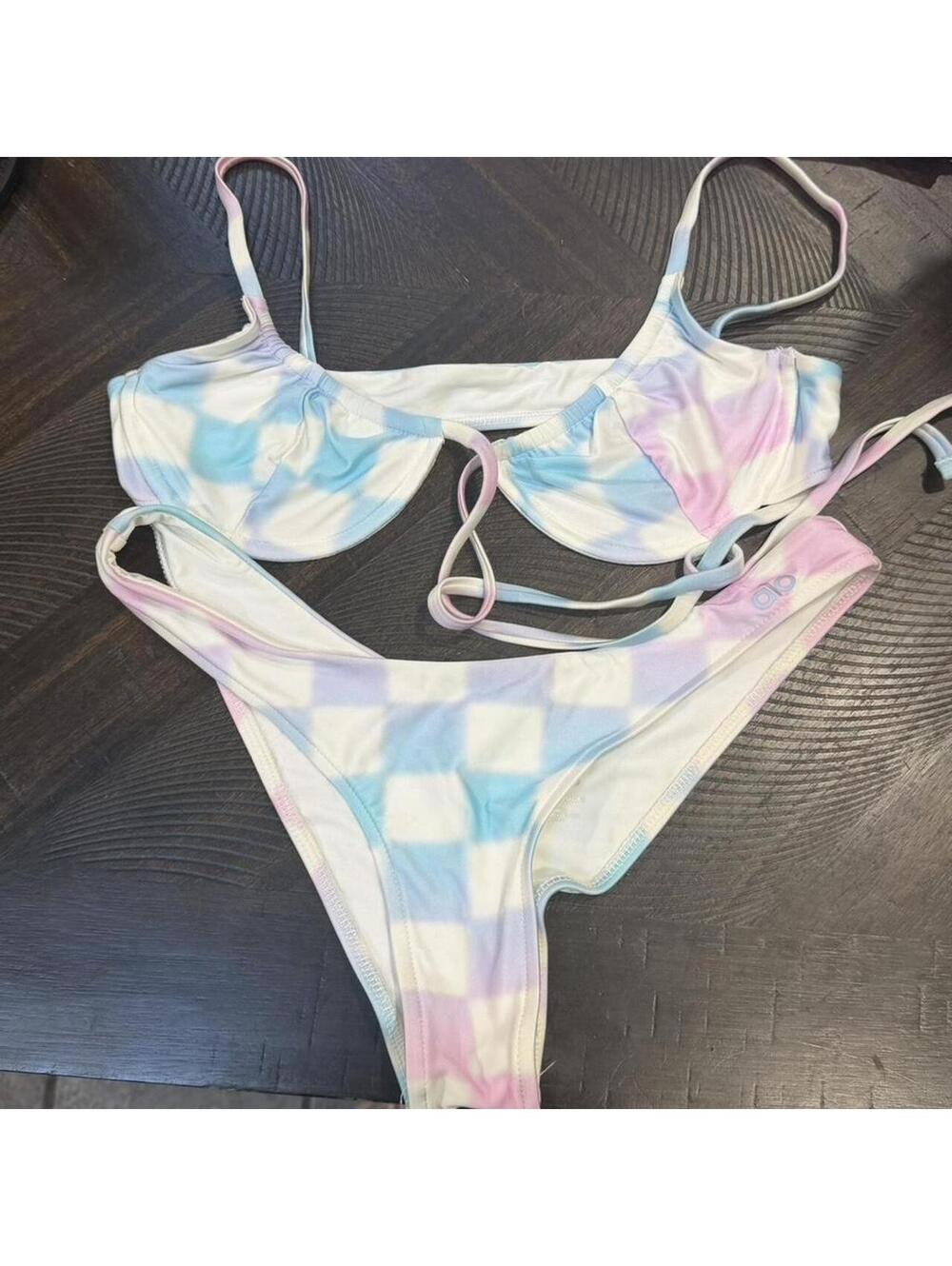 🌸 Alo Yoga x Frankies Bikinis Pastel Checker Bikini Set 🌸